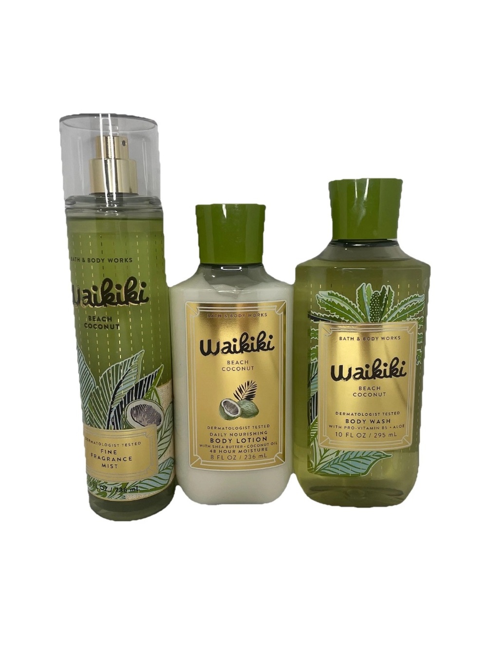 Bath & Body Works WAIKIKI BEACH COCONUT 3 Piece Gift Set Body Wash Lotion & Mist